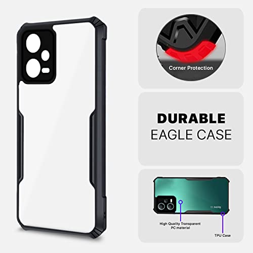 Image of Pikkme Poco X5 5G / Redmi Note 12 5G Back Cover | Crystal Clear Transparent Back | Ultra Hybrid | Full Camera Protection | Raised Edge | Bumper Back Case (Black)