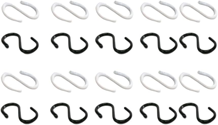 EXCEART 20 Pcs Mini S Hooks Metal Wire Hook Connectors Miniature Doll House Hanger for DIY Crafts Jewelry Hanging Supplies Black White