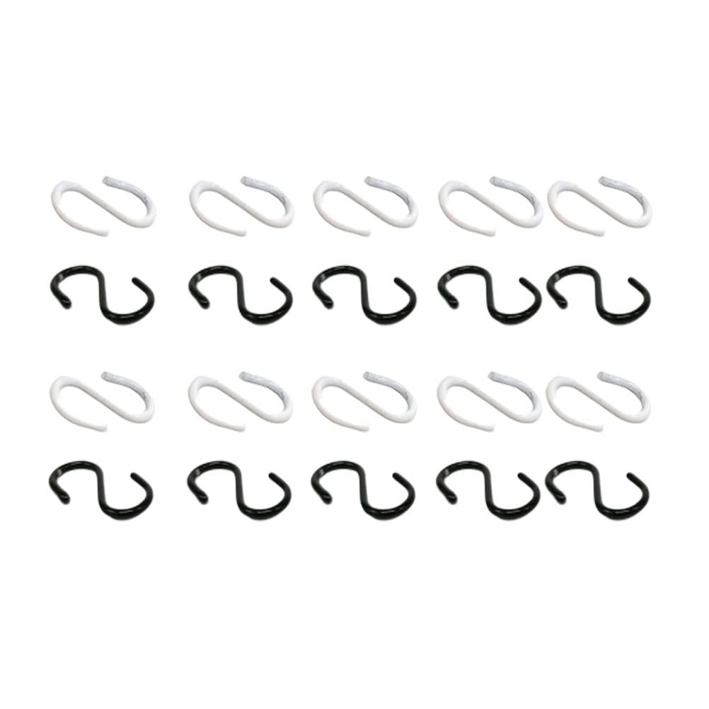 Mini crochets en S en métal noir et blanc pour maison de poupée et loisirs créatifs x20