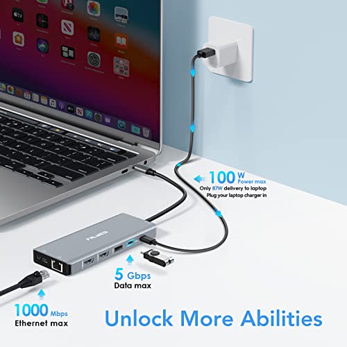 Usb C Laptop Docking Station Dual Monitor, 14 In 1 Usb C Hub Multiport Adapter Dongle With 2 Hdmi, Displayport, Ethernet, Sd/Tf, Usb C/A Ports, Pd, Mic/Audio, Compatible For Macbook Dell Hp Lenovo #TOP4