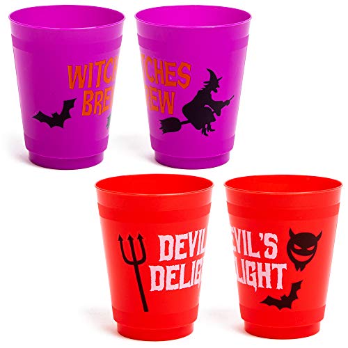 Halloween Plastic Party Cups, Witches Brew, Zombie Juice, Devil's Delight, Jack O Lantern Juice (16 Oz, 24 Pack) #TOP7