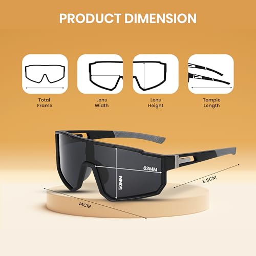 Image of SNDIA Polarized Premium Sports Sunglasses | Lightweight Frame for Men & Women | UV400 Protection for Cycling, Cricket Sports Activity