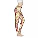 Irisjudy Rose Flowers Skinny Yoga Pants for Women, Bright Countryside Floral High Waist Stretchy Tummy Control Tights Leggings, Beige Orange Soft Comfy Breathable Casual Pants