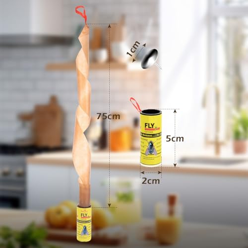 Bighan Fliegenfänger Rollen, 16 Stück Fliegenfänger-Rollen Für Drinnen und Draußen, Ungiftiger Fliegenvernichter Gegen Fruchtfliegen Fliegen Mücken und Motten, Fliegenfänger Leimrollen