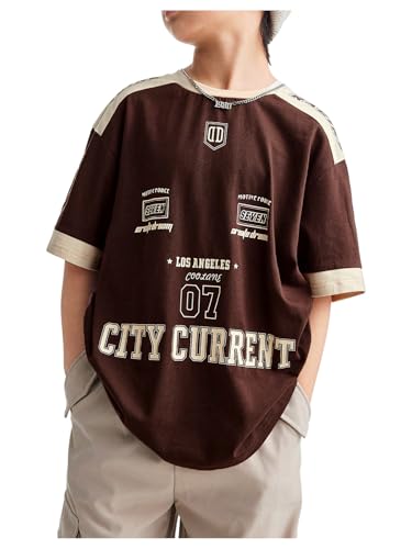 Verdusa Girl's Jersey Shirts Y2k Tops Letter Print Soccer Half Sleeve Number T Shirt