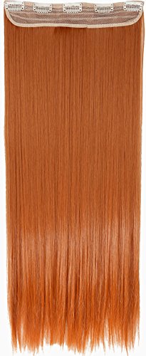 Clip in Extensions wie Echthaar Orange Haarverlängerung Haarteil hitzebeständig Glatt 1 Tresse 5 Clips 26"(66cm)-140g Elailite Cover