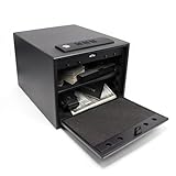 Hosturn Gun Safe for Handgun with Quick Access Auto Open, Silent Mode, Full Foam Lining, Pistol Safe with Removable Shelf for Nightstand Home Bedside Car Office Use up to 4 Pistols