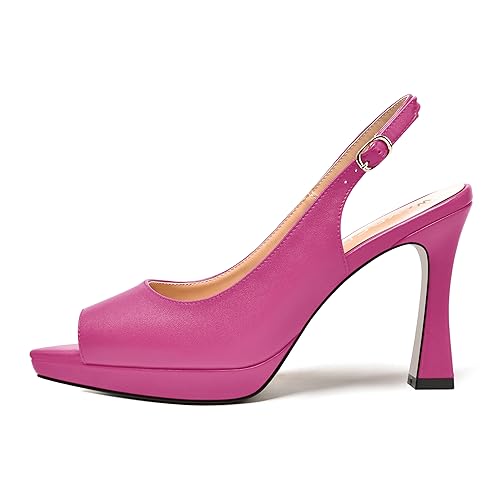 WAYDERNS Womens Solid Matte Slingback Buckle Sexy Wedding Pointed Toe Platform Spool High Heel Pumps Shoes 4 Inch2