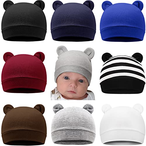 Image of DRESHOW BQUBO Baby Beanie Winter Hat with Bear Ears Infant Toddler Knitted Warm Cap Beanies for Baby Boys Girls 0-24 Months