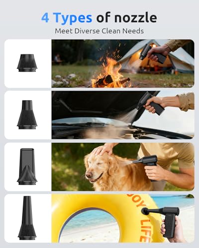 Hifound X113 Elektrischer Luftgebläse, 110.000 U/min, Hochleistungsmotor, 120 W, wiederaufladbar, 2 × 2500 mAh, 3 einstellbare Geschwindigkeiten, USB-C, für PC, Tastatur, Auto und Zuhause