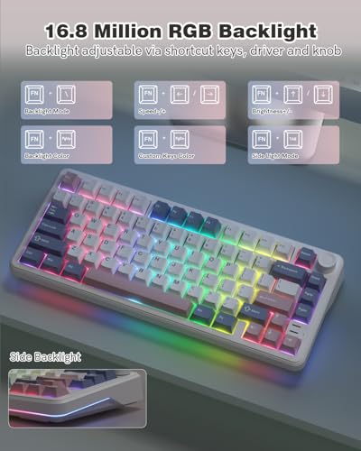 Image of L75 75% Mechanical Keyboard, Wireless Gaming Keyboard with Multifunction Knob, Creamy Gasket Structure, Hot Swap, RGB Backlight, PBT Keycap, Custom Driver, Compact Layout for Win /Mac /PC