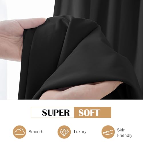 Image of Beauoop Black Velvet Curtains 84 Inches Long 2 Panels for Bedroom Living Room Soft Luxury Room Darkening Thermal Insulated Soundproof Rod Pocket Window Treatments Drapes, 52X84 Set of 2