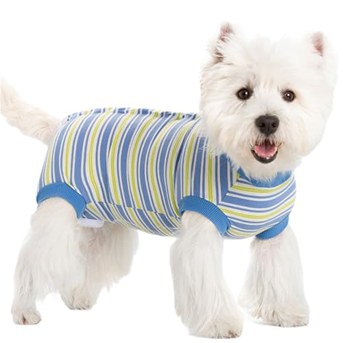 JPETTO猫 術後服 犬 術後ウェア 犬 パジャマ スキンウエア ペット術後カバー服 保護服皮膚保護 傷口保護 傷舐め 避妊 引っ掻き防止 男の子 女の子 兼用25-522ブルー2XL