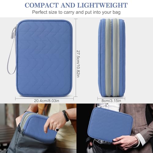 Image of FYY Electronic Organizer, Extra Large Travel Cable Organizer Bag Pouch Portable Waterproof Double Layers All-in-One Storage Bag for iPad, Cable, Power Bank, Laptop Charger for Office, Blue-Pattern