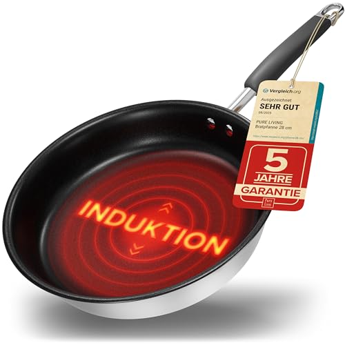 Bratpfanne 28 cm Induktion mit TEST SEHR GUT und 5 JAHREN GARANTIE - Antihaft Beschichtete Pfanne 28...