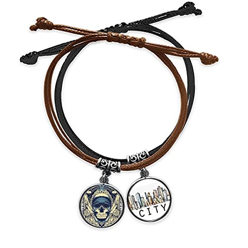 Bracelet Indien avec Totem Tatouage et Corde en Cuir Ajustable Sidi