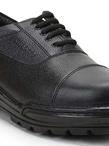 Image of Liberty Freedom Veer-3 Lacing Safety Shoes for Men with Leather Upper | PU Sole | Padded Foam Insole| Anti-Skid | Shock Absorber | Comfortable for All Weather | Water Resistance (Black-6 UK)