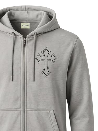 Image of ADRO Men's Regular Fit Zip-Up Hoodie for man | 320 GSM Cotton Poly Fleece Zipper Sweatshirt with Soft Fabric & Printed Hoodies