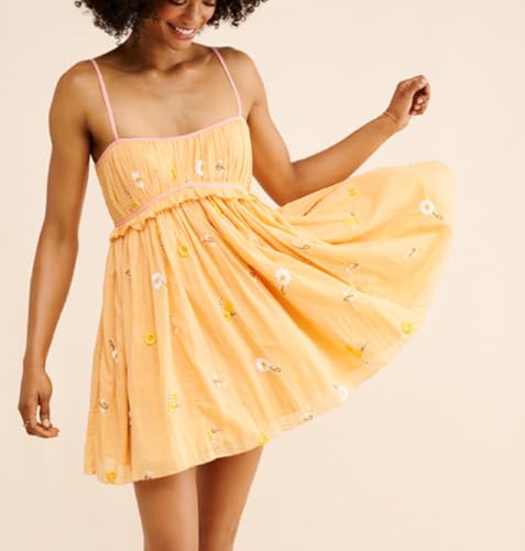 Image of ROAONOCOMO Women Boho Graffiti Cami Mini Dress Spaghetti Strap Printed A Line Short Dress Cute Colorful Sundress