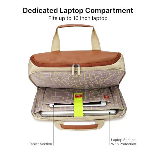 Image of uppercase 14L Omega 03 Professional Laptop Messenger Bag | up to 15.6''| 3x More Water Resistant| Tablet Compartment| Multiple Organisers| Office Bag for Men & Women (Beige)