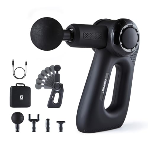 GEEPAS Portable Massage Gun Deep Tissue | 4 Heads 3 Adjustable An...