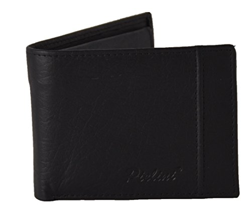 Pielini -Cartera de Caballero en Piel de Vacuno Mod 458, con Multiples departamentos y Monedero con Broche, Negro Cover