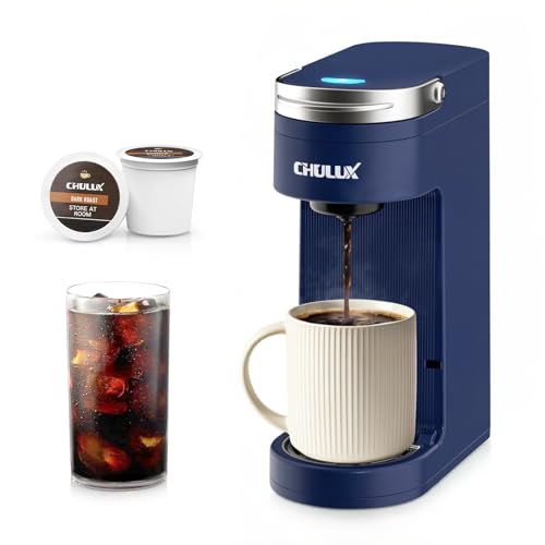 Image of CHULUX Slim Single Serve Coffee Maker for K Cup, One Cup Design, Matte Navy