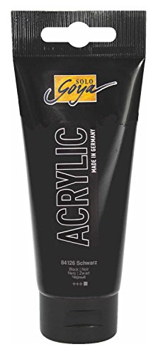 KREUL 84126 - Solo Goya Acrylic, 100 ml Tube in schwarz, cremige vielseitig einsetzbare Acrylfarbe in Studienqualität, auf Wasserbasis, schnell und matt trocknend, gut deckend, wasserfest