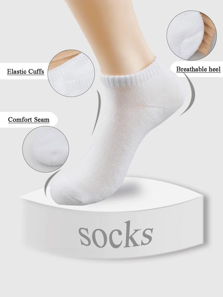 SAP Enterprise II Pack Of 1 Comfortable Cotton Cushioned Ankle Low Cut Socks for Men Women Non Slip and Breathable for Running Socks.(white)2