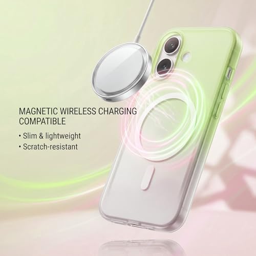 Image of amazon basics Paper Thin Case Cover for iPhone 17 | Matte Finish | Gradient Case, Shaded Color | Compatible with magsafe | (Green White, iPhone 17)