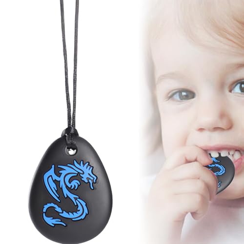 TenaLucy kaukette für kinder,Sensory Kauen Halskette Silikon Beissring Silikon Beißring für Baby Anhänger Kauen Anhänger beißkette,für Kinder mit ADHS Autismus hilfsmittel Zahnen Beißende (Blau)