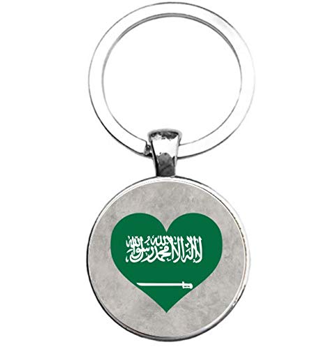 Porte-clés Verre - Drapeau Arabie Saoudite, silverl