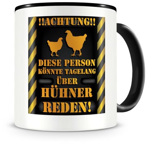 Samunshi® Hühner Tasse mit Spruch Geschenk für Hühner Fans Männer Frauen Kaffeetasse groß Tasse Huhn Tassen zum Geburtstag schwarz 300ml