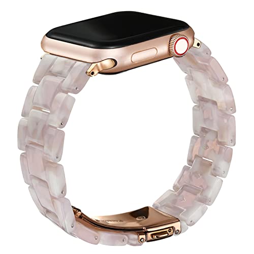 Wongeto Compatible with Apple Watch Strap Ultra 49mm 45mm 44mm 42mm,Lightweight Waterproof Resin Strap for iWatch Apple Watch Ultra Series 8 7 6 SE 5 4 3 2 1 Women Men (Flower Pink