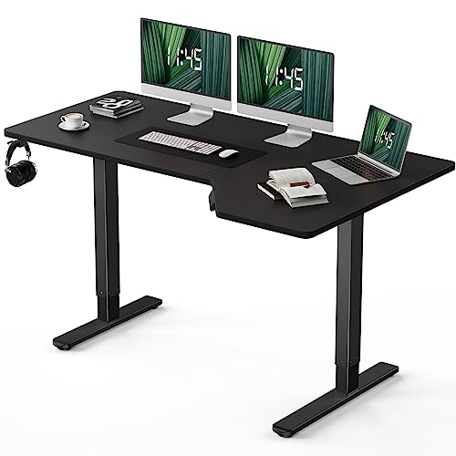 Marsail L Shaped Electric Standing Desk, 55X34 Inch Standing Desk Adjustable Height With Headphone Hook, Large Computer Desk Sit Stand Desk For Home Office Sturdy Writing Workstation #TOP15