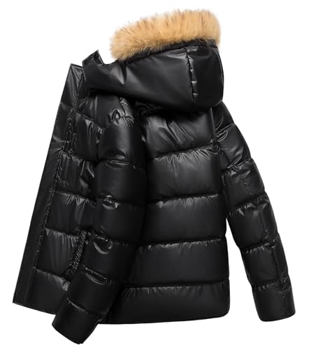 Image of Men's Puffer Jacket Winter Coat Puffy Parka with Fur Hood Waterproof & Windproof Shell Fleece lining 4 Pockets
