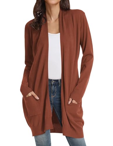 Image of GRACE KARIN Long Cardigan for Women Lightweight Open Front with Pockets | Oversized Cardigan Sweaters for Women, Soft Knit, Casual Fall Clothes, Layering Piece for Fall, Winter & Office Wear