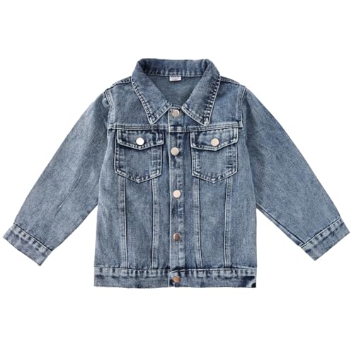 Girls Denim Jacket - Bunny Embroidered Stretch Washed Jean Coat, Cute Long Sleeve Toddler Jacket2