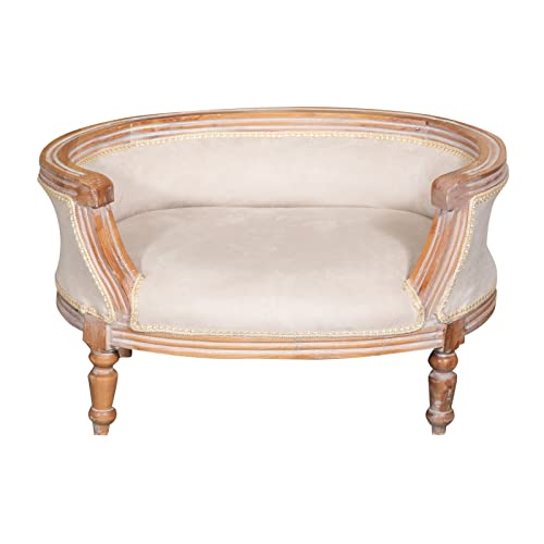 Biscottini Tabouret Style Louis XVI 75x53x42 cm | Petit Fauteuil Baroque en hêtre | Tabouret Baroque | Pouf avec Dossier | Pouf Baroque
