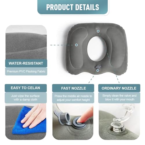 YANGUN Inflatable Seat Cushion, Donut Cushion, Seat Cushions for Coccyx Hemorrhoid Cushions, Anti-Decubitus Pad - Image 2