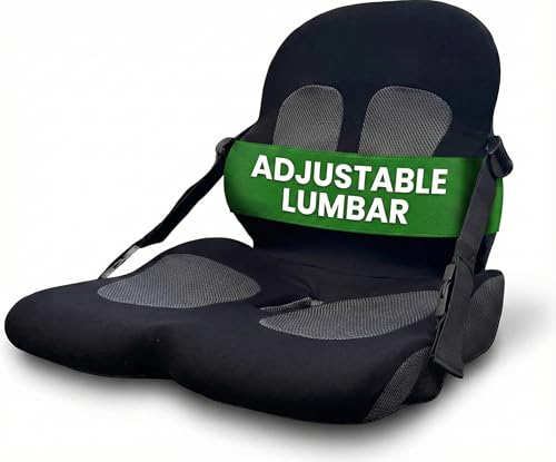 Lifted Lumbar: Adjust Lumbar in Any Seat | Developed by a Doctor | Seat Cushion for Office Chair, Car, Truck Driver, Bleachers | Pressure Relief | Designed w/Spine Specialists for Long Sitting Hours