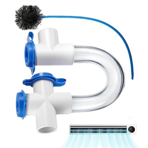 Trampa P transparente – Trampas en U estándar de PVC de 3/4 pulgadas con cepillo de limpieza – Accesorios de CA, kit de limpieza de drenaje de condensado, trampa en U transparente para aire