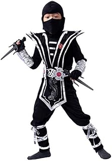 Silver Ninja Deluxe Costume Set with Ninja Foam Accessories Toys for Kids Kung