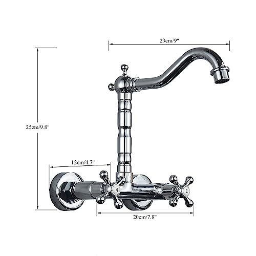 Rotation poignée et long bec pour ce robinet d'évier de cuisine chromé double commande