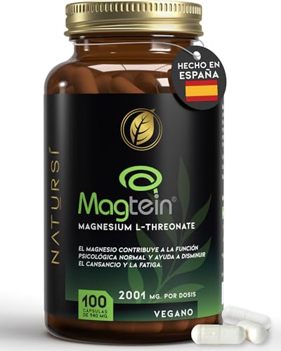 NATURSí - L-Treonato de Magnesio - Mejora la Memoria, Concentración y Sueño - Con Respaldo Científico, Salud Cerebral Óptima con Treonato de magnesio en cápsulas 2001mg (667 mg por cápsula) Magtein