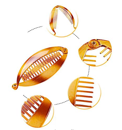 4 PCS Women Fashion Banana Hair Clip Hair Claw Rounded Edges Hair Comb French Flat Shark Hair Clip Hairgrip Large Shell Hair Clincher (Length: 4.84 inch) - Image 3