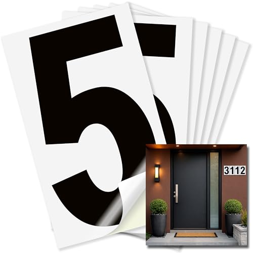 iSYFIX Black Vinyl Number 5 (Five) Stickers, 6 Pack, 6 inch