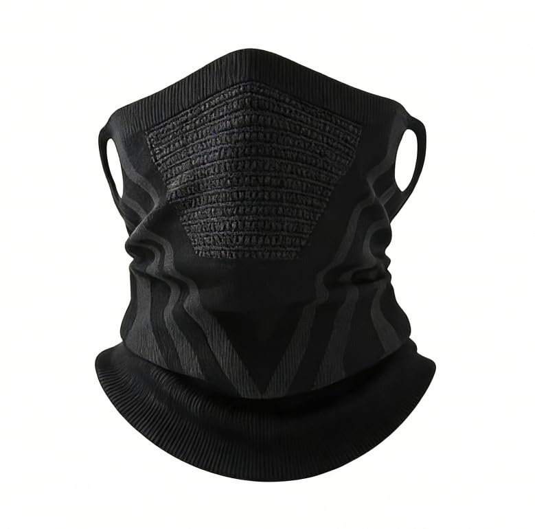 Cache Cou Moto Homme Femme Respirant Hiver, Masque Tour de Cou Moto Polaire 3D Tricoté, Balaclava Ski Masque Coupe-Vent avec Maille Alvéolée et Boucles...