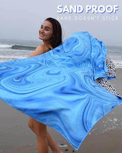Eccosophy Microfiber Beach Towel For Adults - Oversized Travel Beach Towels With Pouch - 71X35 Inch Quick Dry Pool Towels - Large Sand Free Beach Towels (Laguna) #TOP5
