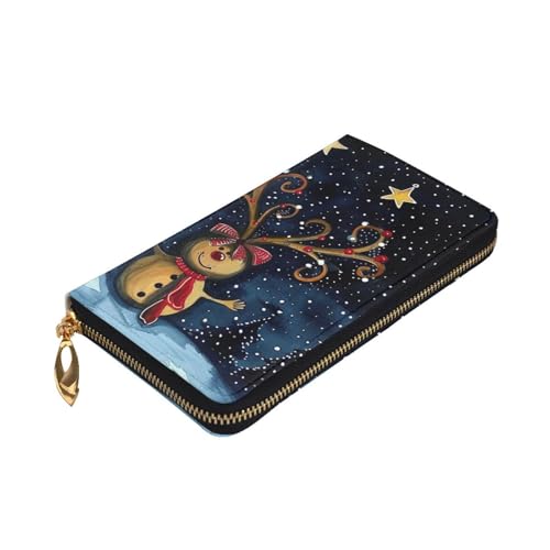 Starry Christmas Printed Long Wallet for Women Men Cute PU Leather Wallet with Coin Purse and Credit Card Holder3
